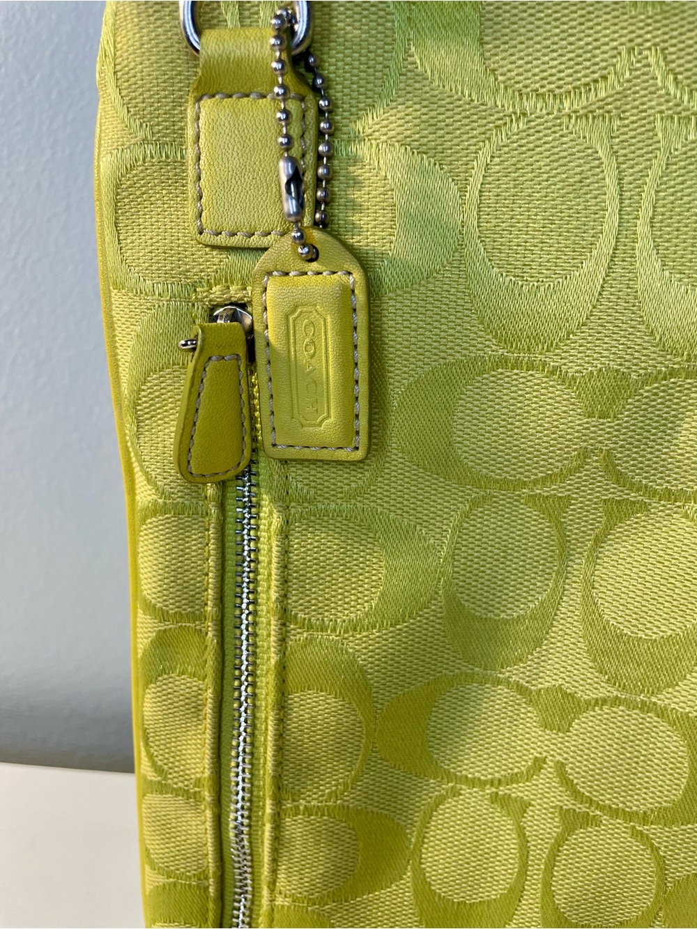 Coach Signature Crossbody Bag Yellow Green - Picture 10 of 15